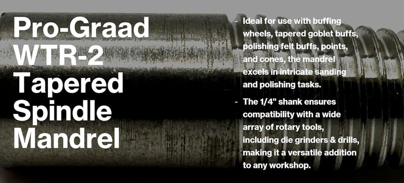 Pro-Grade WTR-2 Tapered Spindle Mandrel Threaded Screw Thread - 1/4" Shank Cone Point, Taper & Goblet Buff Mandrels, 1 Pack - Image 4